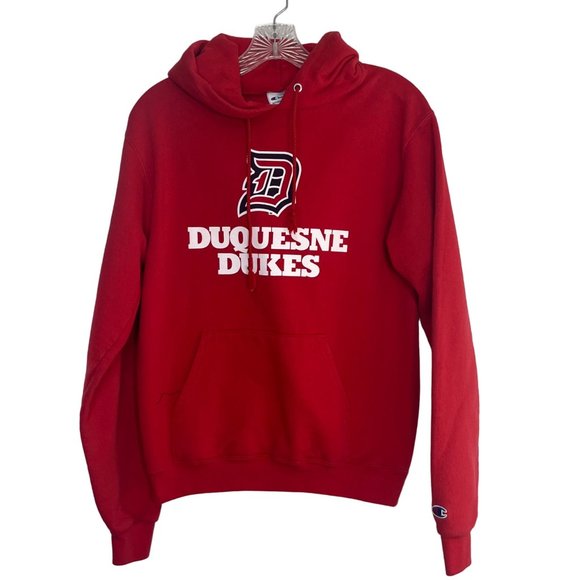 Champion Duquesne Dukes Hoodie Sweatshirt Red Size Small - Picture 1 of 7